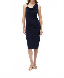 Платье-футляр без рукавов с драпировкой на шее в цвете "полуночный синий" Joseph Ribkoff