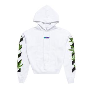 Худи Off-White Weed Arrows Over Hoodie 'White/Green', белый