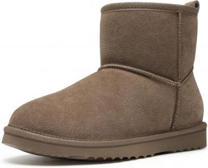 Женские мини-башмачки Litfun из натуральной замши, зимние теплые пушистые сапожки с меховой подкладкой, удобные снежные ботинки, Mocha