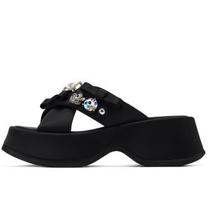 GG-CC Женские тапочки-слайды GG CC с нескользящей отделкой из страз, черные