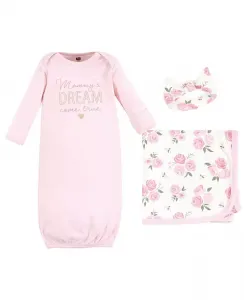 Комплект Hudson Layette Essentials для новорожденных девочек: платье, пеленка и головной убор на выбор Hudson Baby, розовый