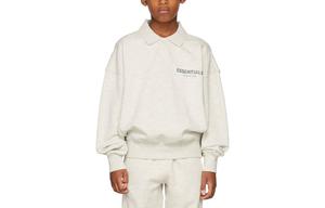 Футболка поло детская FW21 Kids' Top Off White с длинным рукавом из французского футера цвет овсяно-серый белый Kids' Fear Of God Essentials