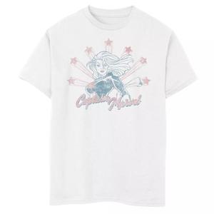 Футболка с потертым портретом и рисунком «Капитан Марвел» для мальчиков 8–20 лет Marvel