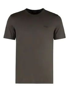 Футболка с круглым вырезом и вышитым логотипом Zegna, коричневый