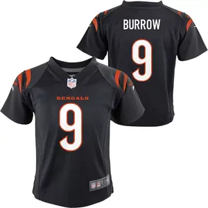 Черная игровая майка Nike Little Kids Cincinnati Bengals Joe Burrow #9