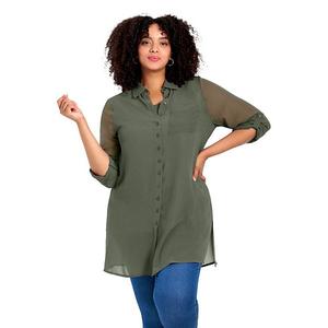 Женская туника-рубашка плюс сайз с отстегивающимся низом Avenue, Olive Green