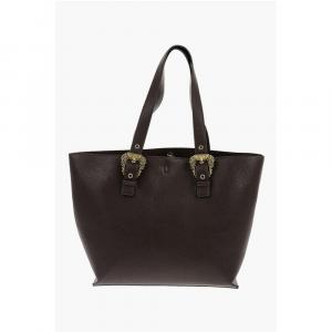 Сумка-тоут JEANS COUTURE из фактурной искусственной кожи с золотистым тиснением Versace, Brown