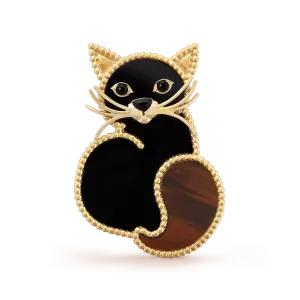 Брошь Van Cleef & Arpels Lucky Animals Cat, 18-ct желтое золото, обсидиан, оникс