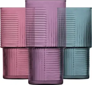 Набор стаканов LAV Helen COLOR - 3 предмета, 400 мл, цветной ребристый дизайн Lav