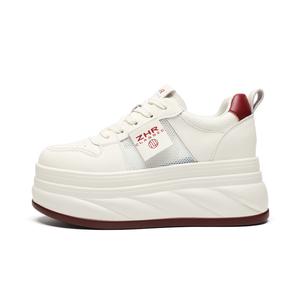 ZHR Износостойкие и легкие низкие женские скейтерские кроссовки Beige Red[платформа 5,5 см+скрытый каблук 2,5 см], цвет Beige Red[Platform Sole 5.5cm+Hidden Wedge 2.5cm]