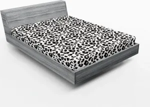 Простыня на резинке ABAKUHAUS с леопардовым принтом, монохромный фон с повторяющимися эскизными пятнами, 160 x 200 см, цвет: угольно-серый и белый Abakuhaus