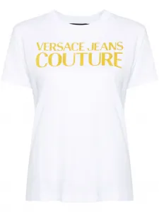 Футболка с блестками и логотипом Versace Jeans Couture, белый