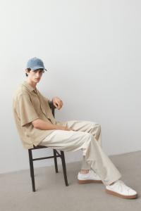 Повседневная рубашка с вафельной структурой свободного кроя H&M, бежевый