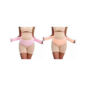 2 упаковки женских бандажей для живота при беременности - мягкий поддерживающий пояс, регулируемый для спины Inspire Chic, Pink Beige