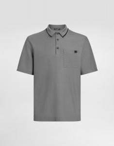 Поло из хлопкового пике Dolce & Gabbana, серый