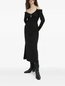 Платье миди с открытыми плечами Samsoe Samsoe, черный