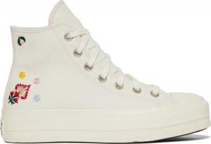 Кроссовки Converse Wmns Chuck Taylor All Star Lift Platform High Floral Embroidery - Egret, кремовый