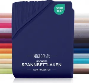 Простыня на резинке из микрофибры 180x200, темно-синяя Carpe Sonno