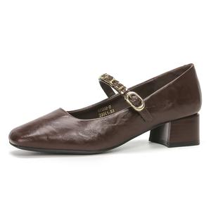 Bamiti Как по ровной земле Мэри Джейн на массивном каблуке Женские Коричневые, цвет Brown