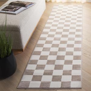 Ковер SAFAVIEH, 69 x 244 см, Rug Groove Collection Runner, Ivory & Beige, Checkered Design, Non-Shedding & Easy Care, Ideal for The Living Room, Dining, Bedroom (GRV122A)