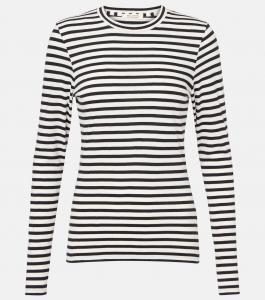 Футболка из хлопкового джерси Susana в полоску Nili Lotan, Black/Ivory Stripe