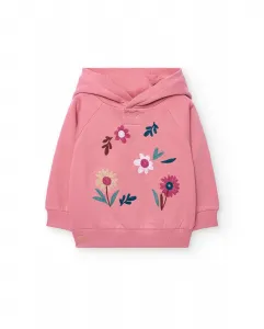 флисовая толстовка для девочки с капюшоном и рисунком на передней стороне Boboli, розовый