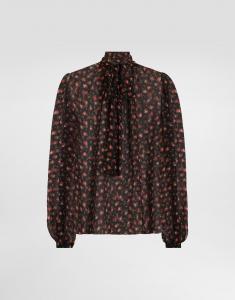 Прозрачный топ с мелким принтом роз Dolce & Gabbana, мультиколор