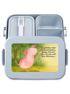 Mr. & Mrs. Panda Дизайн ланч-бокса с изображением танцующего аксолотля и надписью пастельно-голубого цвета