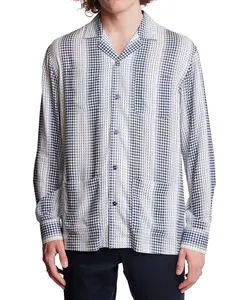 Мужская рубашка-кемпер с длинным рукавом в полоску "Diamond", приталенного кроя, на пуговицах Paisley & Gray, синий