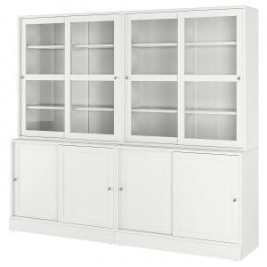 Шкаф для хранения вещей с раздвижными стеклянными дверцами HAVSTA IKEA, 242x47x212 см, белый