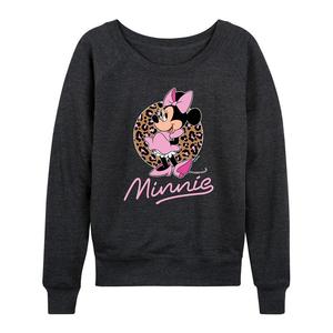Женский легкий свитшот из френч терри с леопардовым принтом Disney's Minnie Mouse, цвет Heather Charcoal