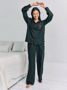 Комплект пижамы с пуговицами в клетку Chelsea Peers, Green