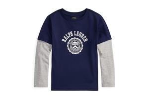 Футболка Polo Ralph Lauren Kids Logo Cotton Layered-Effect Tee, цвет Refined Navy