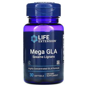 Life Extension, Mega GLA, добавка с ГЛК и кунжутными лигнанами, 30 мягких таблеток