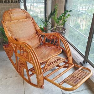 Yu Senyi Кресло-качалка из ротанга zhonghao 23 модель с трёхсторонним плетением и двойными подушками