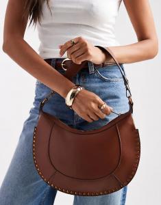 Glamorous сумка через плечо с заклепками коричневого цвета