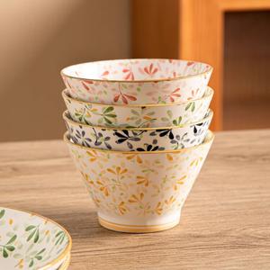 Ceramics Японская коническая пиала для дома, 2025 новая керамическая высокая чаша, 5-дюймовая красивая рисовая миска посуда, 5-дюймовая весенняя коническая пиала, 1 шт