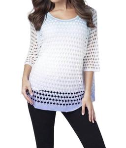 Туника с ажурной вязкой в сине-многоцветном оттенке ANGEL