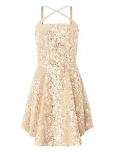 Платье мини с пайетками и вырезом халтер Genny, нейтральный