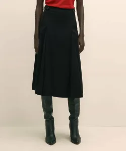 Эластичная хлопковая саржевая юбка А-силуэта в складку