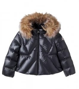 Пуховик с отделкой из искусственного меха Moncler Enfant, Black