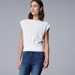 Женский топ на кнопках с резинкой внизу Simply Vera Vera Wang, белый