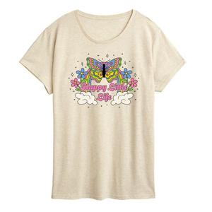 Футболка женская с принтом "Счастливая жизнь" Licensed Character, бежевый