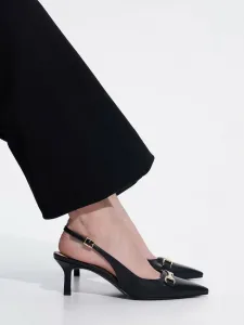 Туфли-лодочки с острым носком и ремешком на пятке Horsebit Charles & Keith, цвет Black