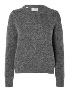 Тонкий вязаный свитер SELECTED FEMME Sweater SLFSia, пятнистый серый