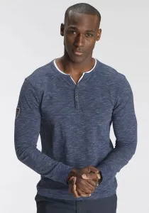 Рубашка DELMAO Henley с модным значком на рукаве - НОВЫЙ БРЕНД!, синий