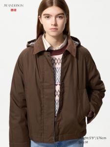 Короткая куртка Puffertech Uniqlo, 38 dark brown