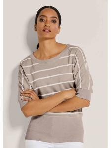 MADELEINE Полосатый свитер в морском стиле жемчужно-белого/капучино цвета