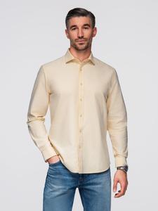 Ombre Рубашка на пуговицах Regular fit 'OM-SHOS-0183' в пастельно-желтом цвете