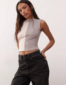 Майка без рукавов Reclaimed Vintage в смешанную полоску коричневого цвета